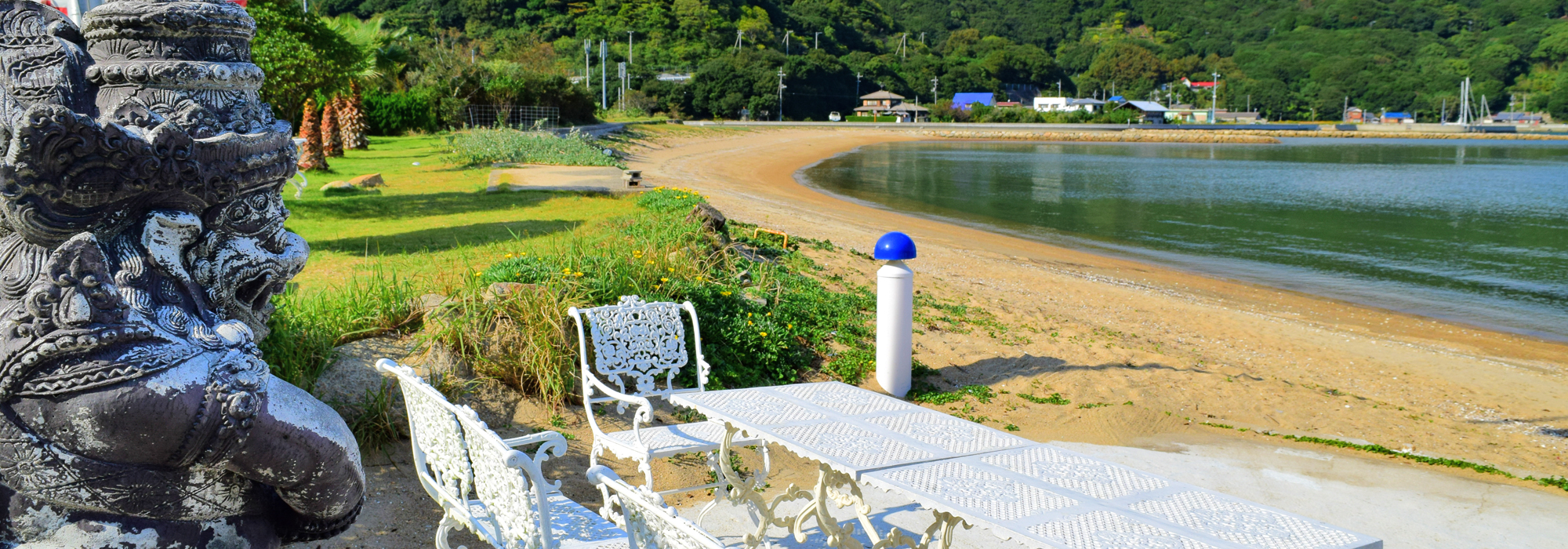瀬戸内海オーシャンビューコテージ「シータイガーアイランドイン小豆島」から見えるプライベートビーチ