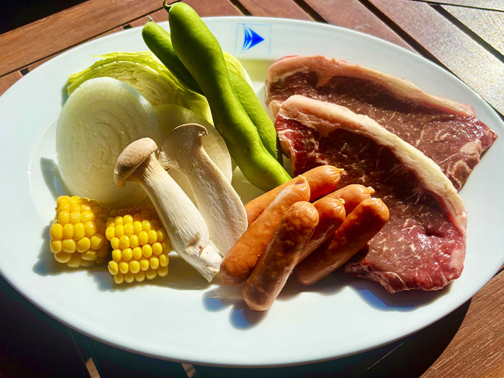 シータイガーアイラインドイン小豆島のステーキ肉バーベキュー